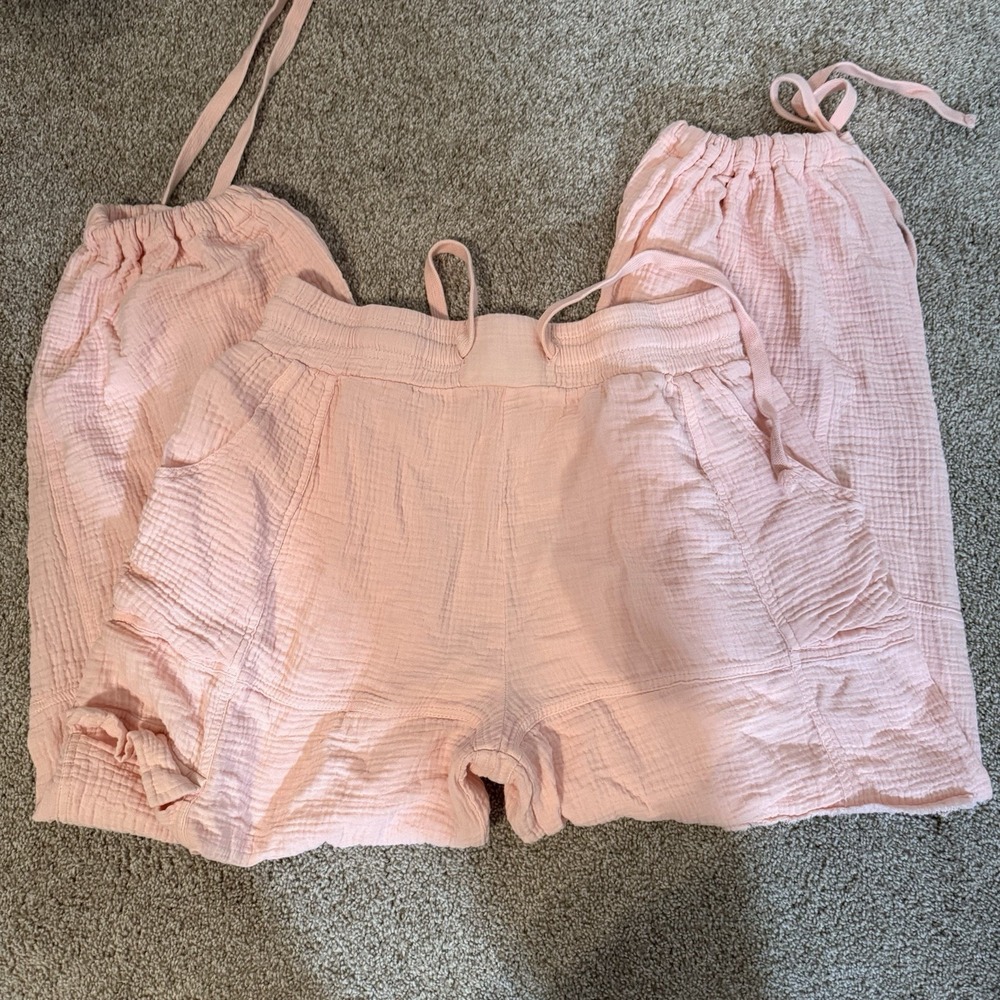 Super Comfy 100% Cotton Peach/pink Cargo Pants  Drawstring Jogger Pants - Size M
